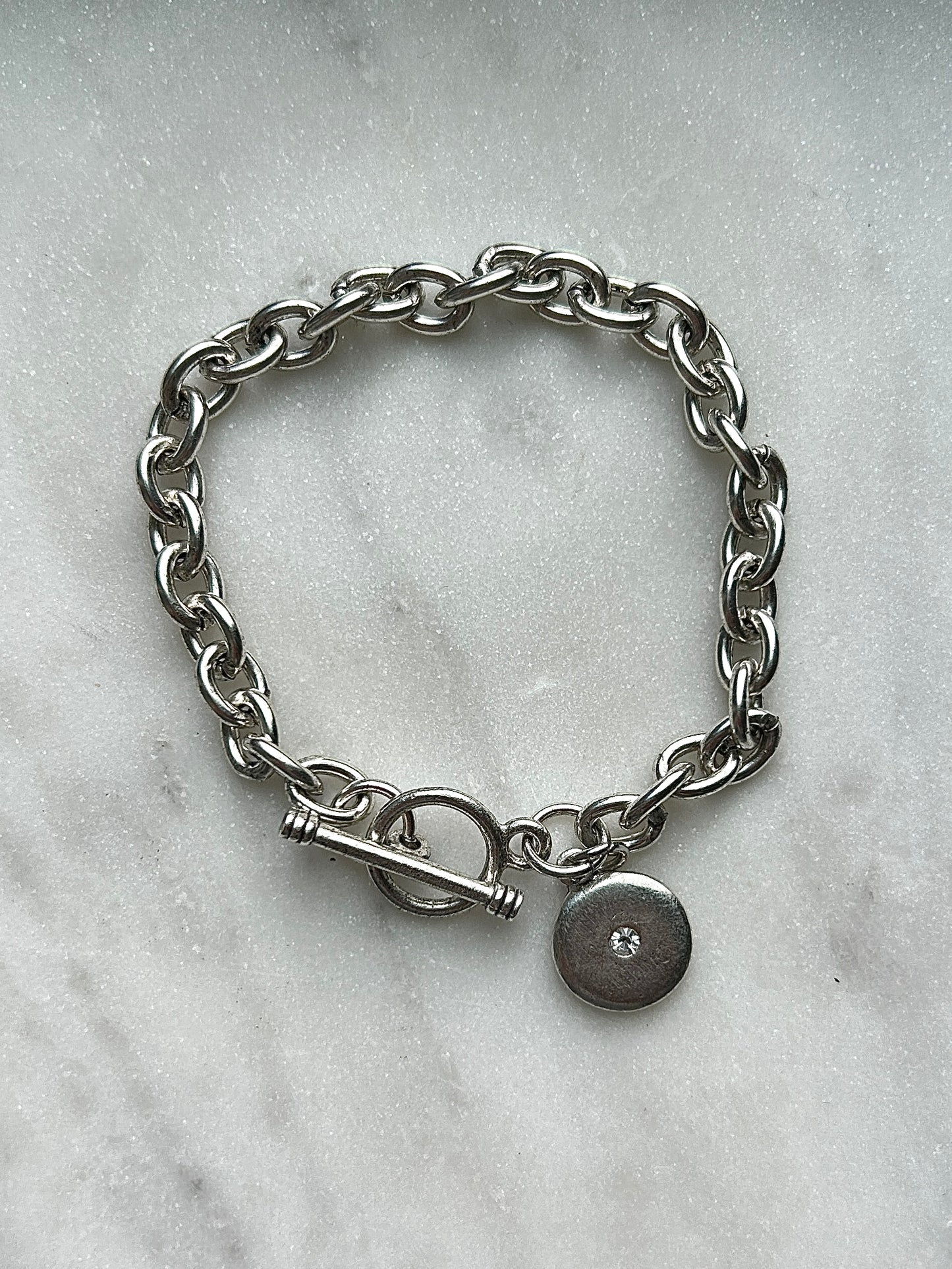 Silver Bracelet with Round Charm