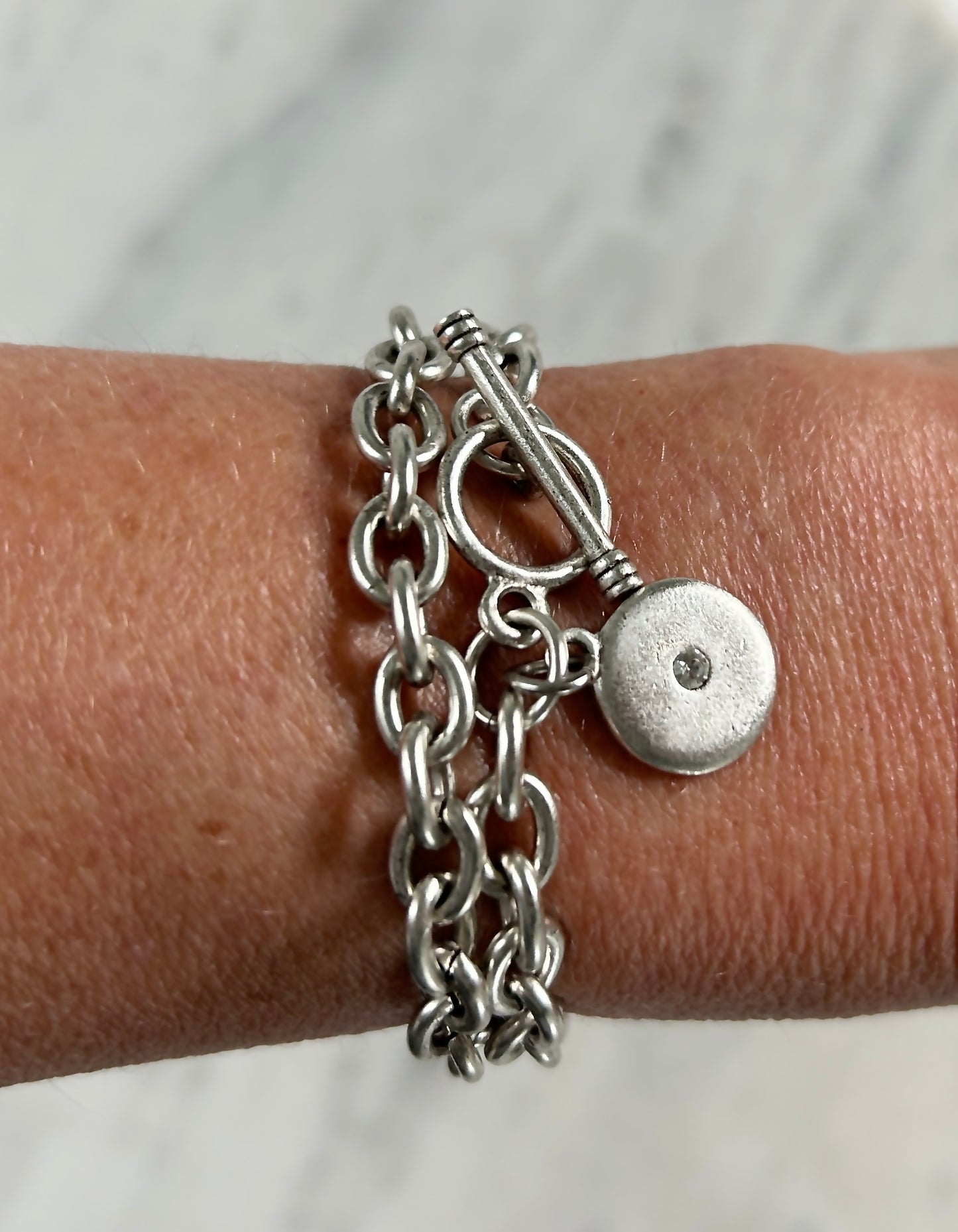 Silver Bracelet with Round Charm