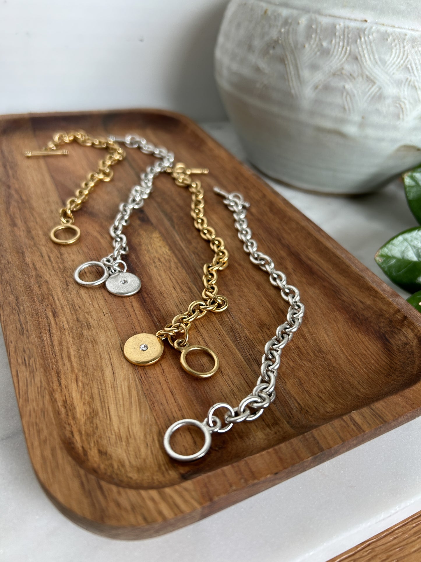 Silver Bracelet with Round Charm