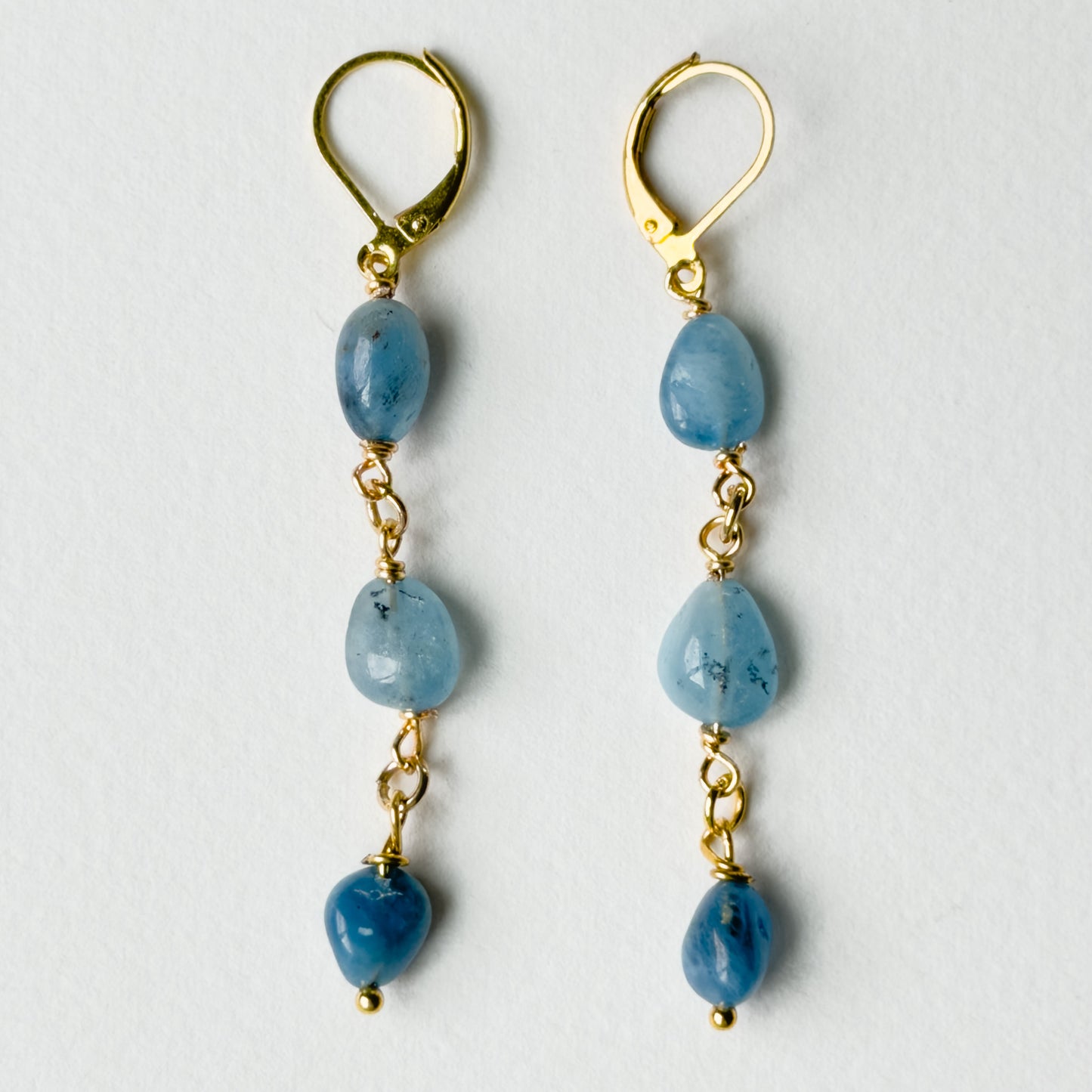 Talia tiered blue stone drop earrings