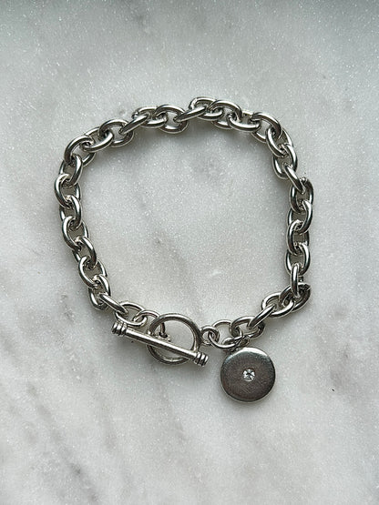 Silver Bracelet with Round Charm