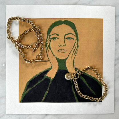 Gold Bracelet with Round Charm