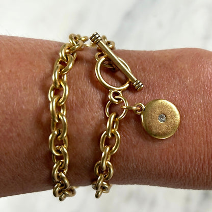 Gold Bracelet with Round Charm