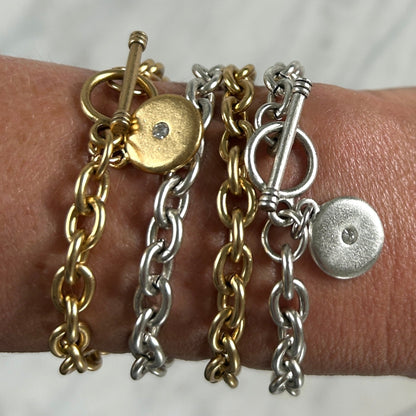 Gold Bracelet with Round Charm