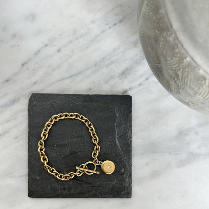 Gold Bracelet with Round Charm
